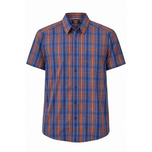 UNTUCKit Mens L Slim Fit Plaid Short Sleeve Button Down Shirt Red Blue Orange